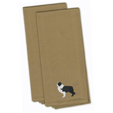 Carolines Treasures Black Border Collie Tan Embroidered Kitchen Towel BB3423TNTWE
